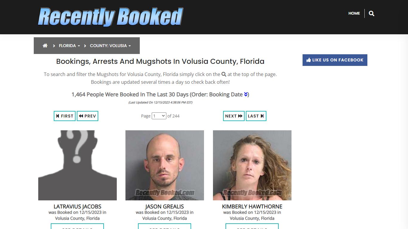 Recent bookings, Arrests, Mugshots in Volusia County, Florida