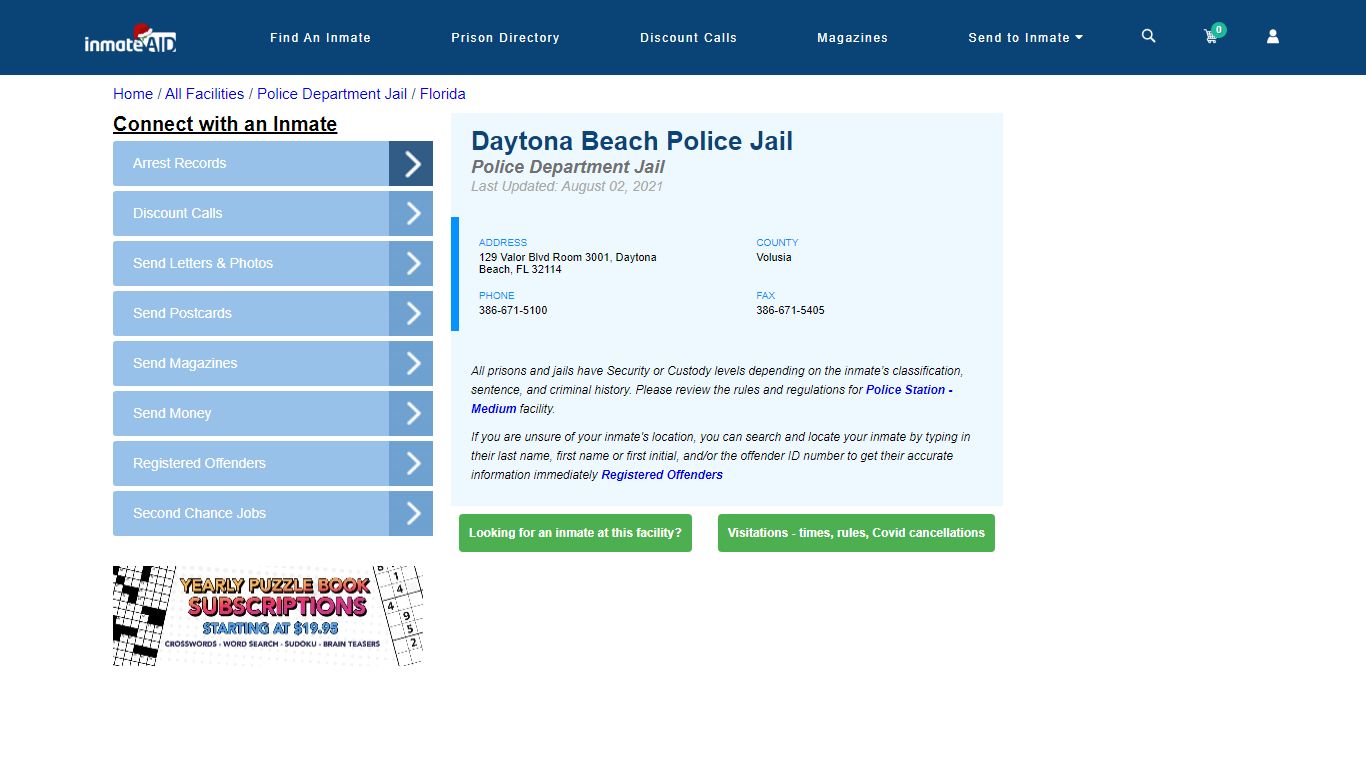 Daytona Beach Police Jail & Inmate Search - Daytona Beach, FL